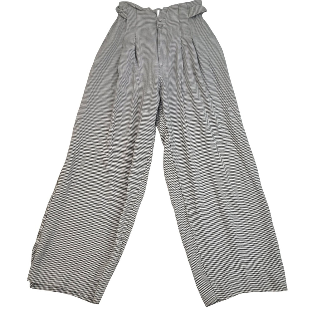 VTG R Co 80s Wide Leg Trousers Gingham Check W23 Size 8 MADE‎ IN U.S.A.